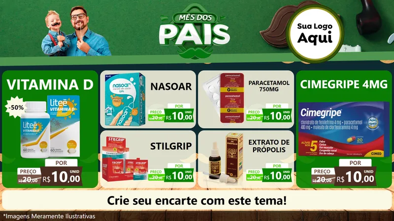Modelo de TV para TV Horizontal com o tema Mês dos Pais para Farmácia