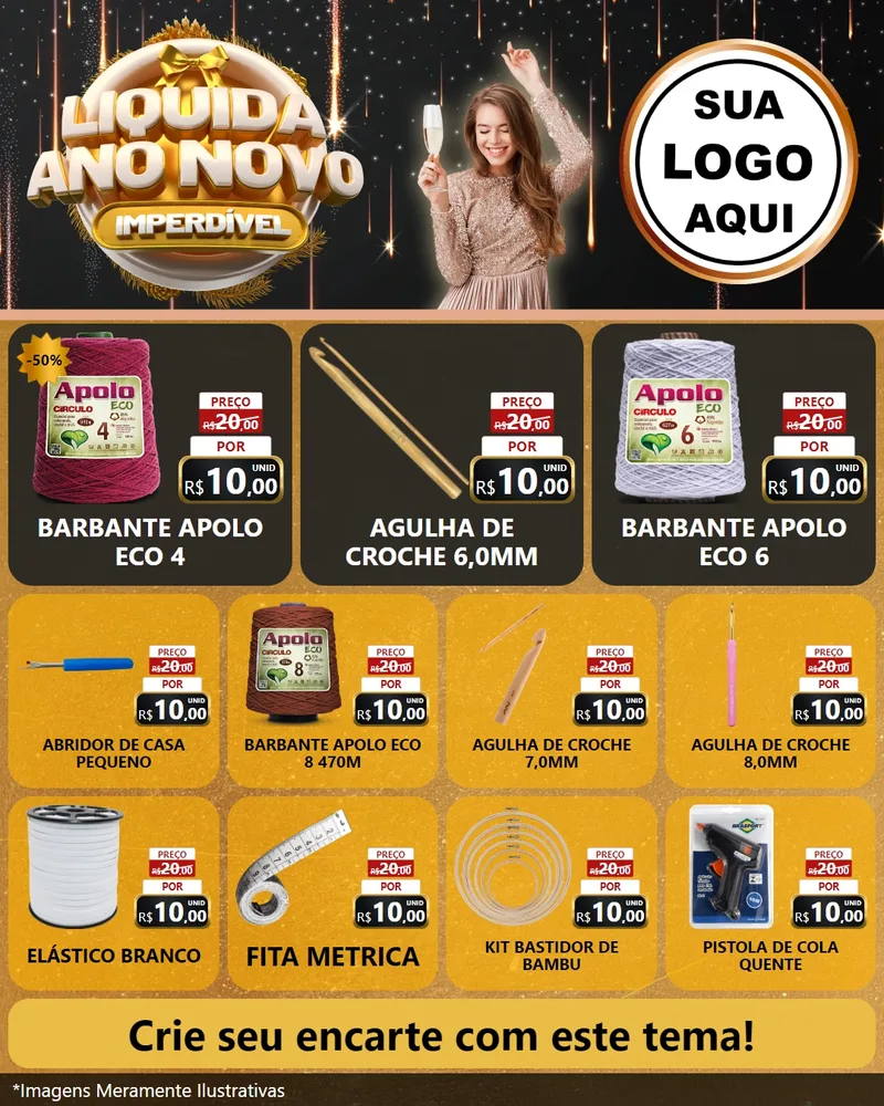 Modelo de Rede Social para Feed Instagram com o tema Liquida Ano Novo Imperdível para Armarinho e Aviamentos
