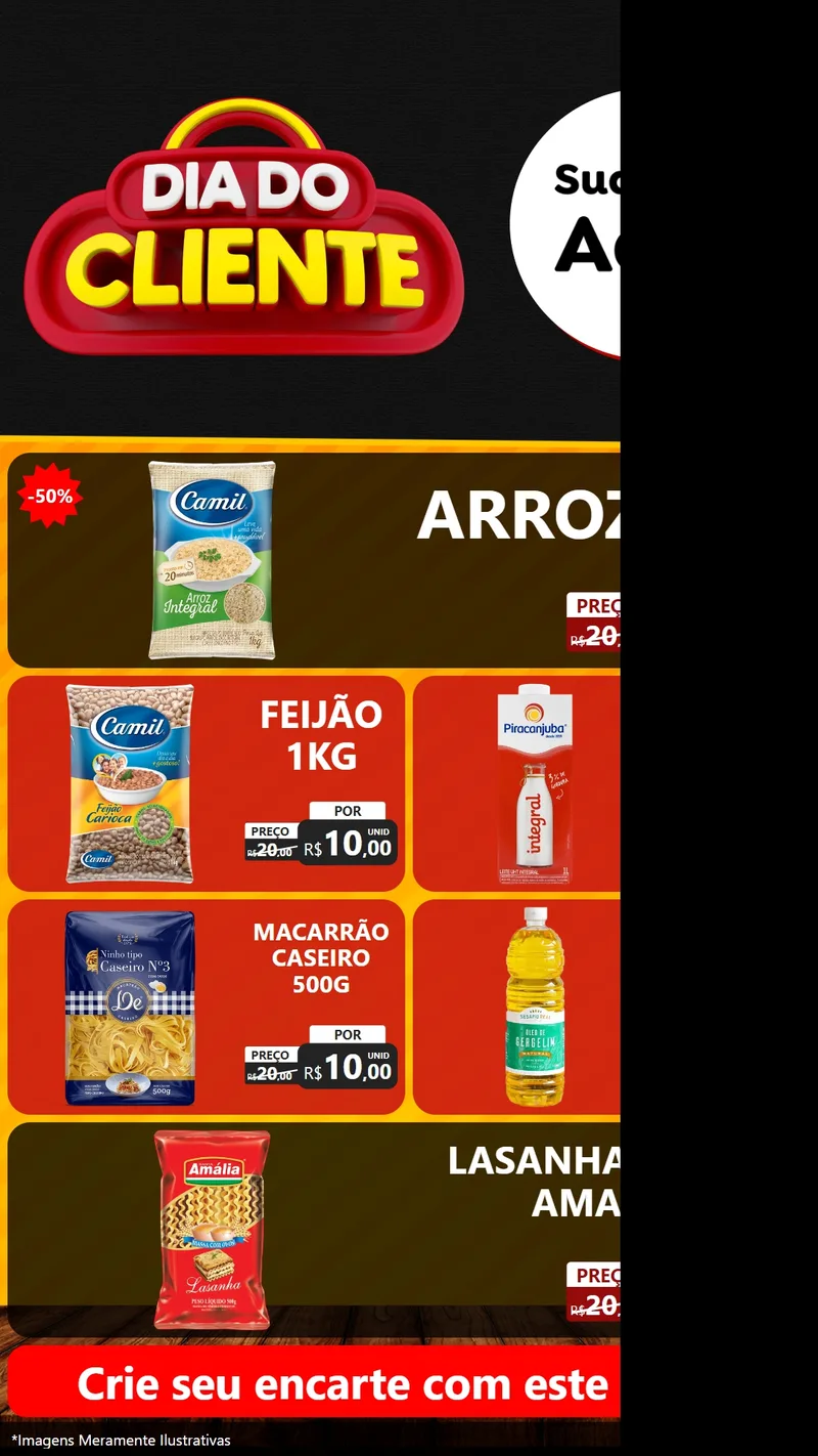 Modelo de TV para TV Vertical com o tema Dia do Cliente para Supermercado
