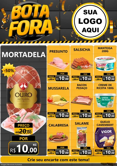 Modelo de Encarte para Encarte A4 Vertical com o tema Bota Fora para Frios e Laticínios