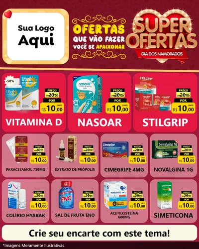 Modelo de Rede Social para Feed Instagram com o tema Dia dos Namorados para Farmácia