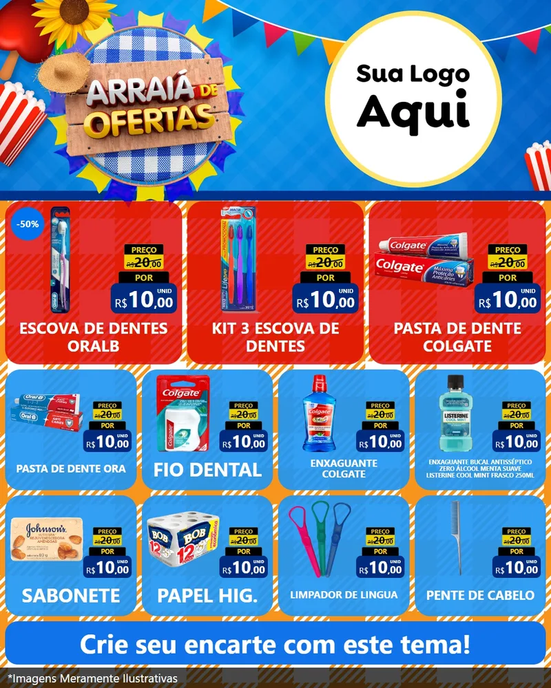 Modelo de Rede Social para Feed Instagram com o tema Arraiá de Ofertas para Higiene Pessoal