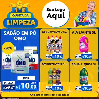 Modelo de Rede Social para Feed Facebook com o tema Quinta da Limpeza para Produtos de Limpeza