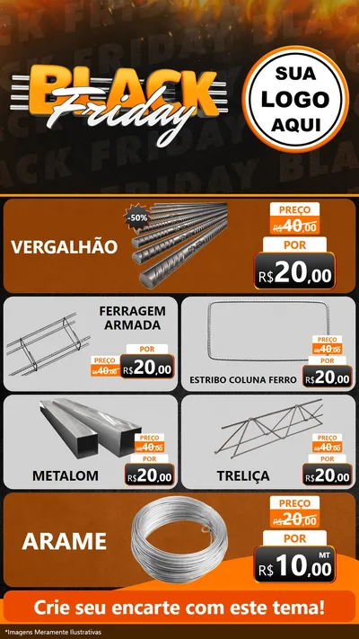 Modelo de TV para TV Vertical com o tema Black Friday para Ferragens