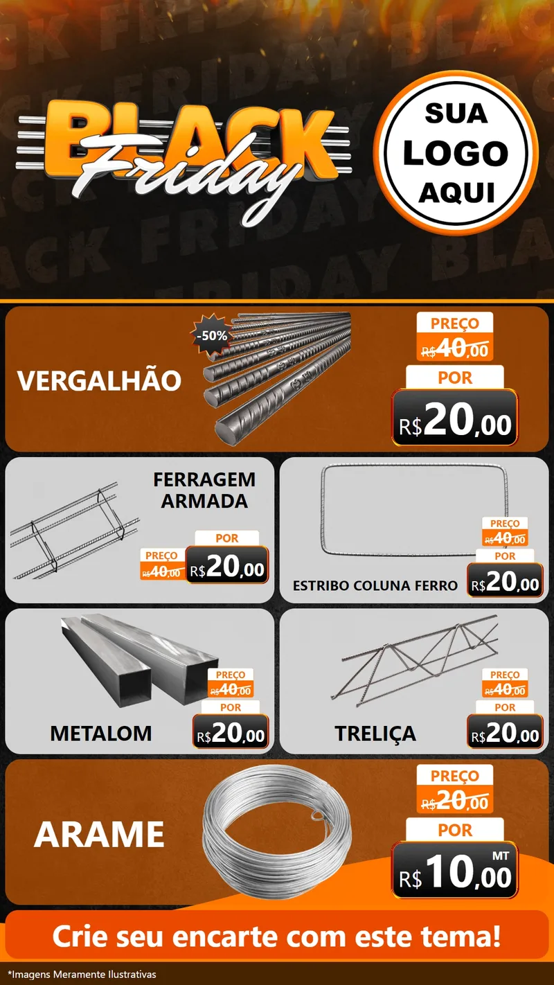 Modelo de TV para TV Vertical com o tema Black Friday para Ferragens