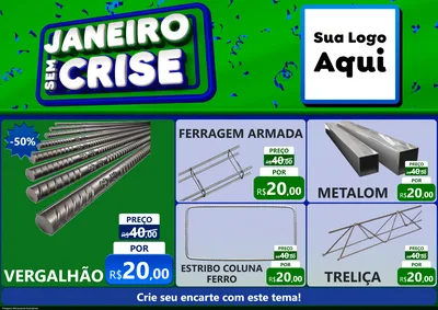 Modelo de Encarte para Encarte A4 Horizontal com o tema Janeiro Sem Crise para Ferragens