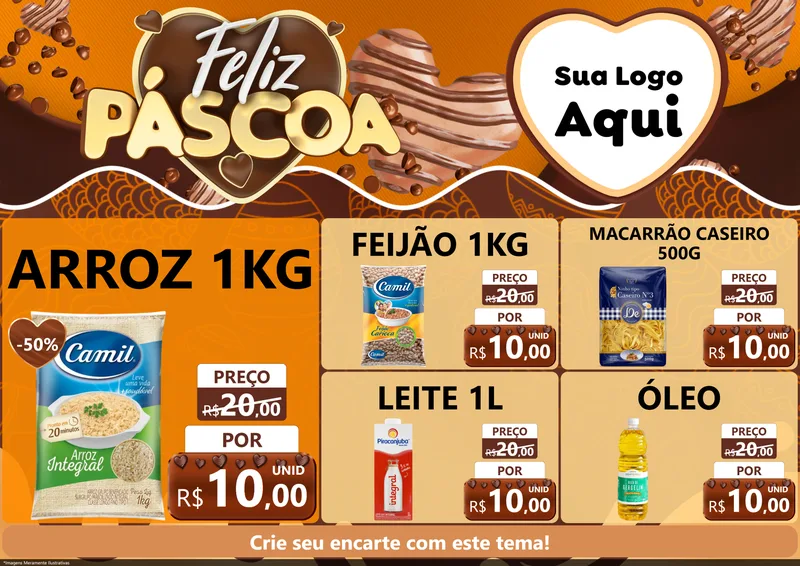 Modelo de Encarte para Encarte A4 Horizontal com o tema Feliz Páscoa para Supermercado
