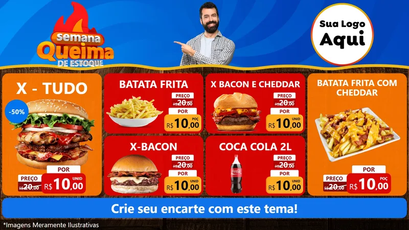 Modelo de TV para TV Horizontal com o tema Semana Queima de Estoque para Hamburgueria