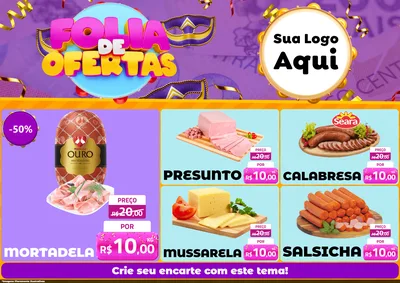 Modelo de Encarte para Encarte A4 Horizontal com o tema Folia de Ofertas para Frios e Laticínios