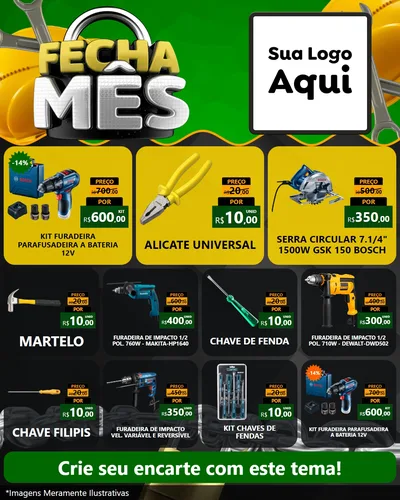 Modelo de Rede Social para Feed Instagram com o tema Fecha Mês para Maquinas e Ferramentas