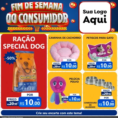 Modelo de Rede Social para Feed Facebook com o tema Fim de Semana do Consumidor para Pet Shop