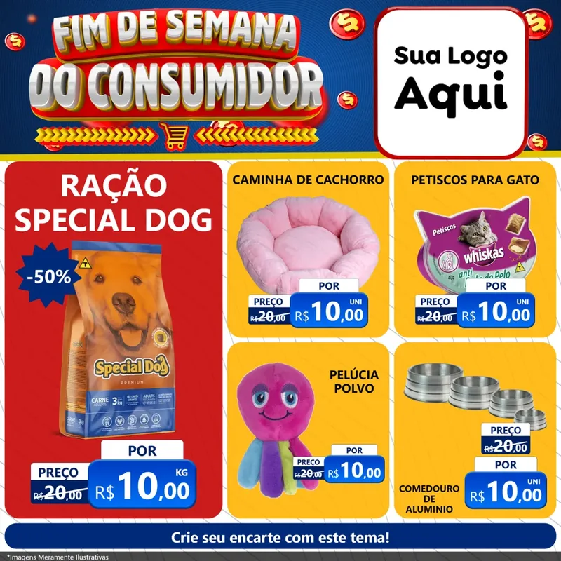 Modelo de Rede Social para Feed Facebook com o tema Fim de Semana do Consumidor para Pet Shop