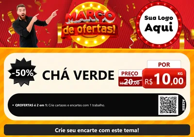 Modelo de Cartaz para Cartaz A4 Horizontal com o tema Março de Ofertas! para Produtos Naturais