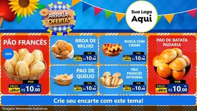 Modelo de TV para TV Horizontal com o tema Arraiá de Ofertas para Padaria