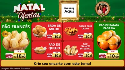 Modelo de TV para TV Horizontal com o tema Natal de Ofertas para Padaria
