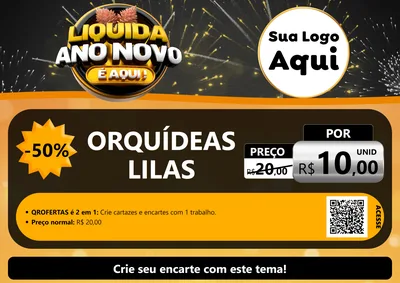 Modelo de Cartaz para Cartaz A4 Horizontal com o tema Liquida Ano Novo É Aqui! para Floricultura e jardim