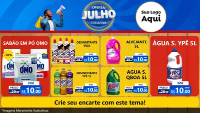 Modelo de TV para TV Horizontal com o tema Oferta Exclusiva, Julho para Produtos de Limpeza