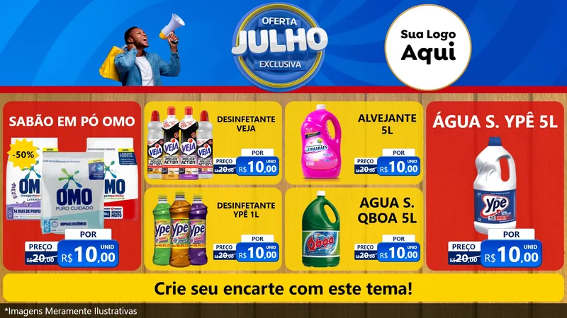 Modelo de TV para TV Horizontal com o tema Oferta Exclusiva, Julho para Produtos de Limpeza