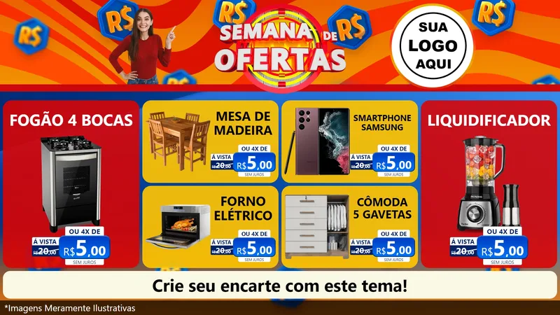 Modelo de TV para TV Horizontal com o tema Semana de Ofertas para Móveis e Eletro