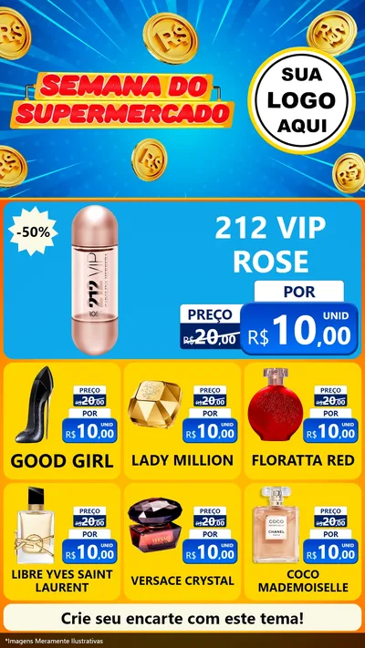 Modelo de Rede Social para Stories com o tema Semana do Supermercado para Perfumes