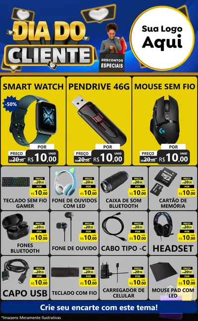 Modelo de Encarte para Encarte Grande com o tema Dia Do Cliente para Informática