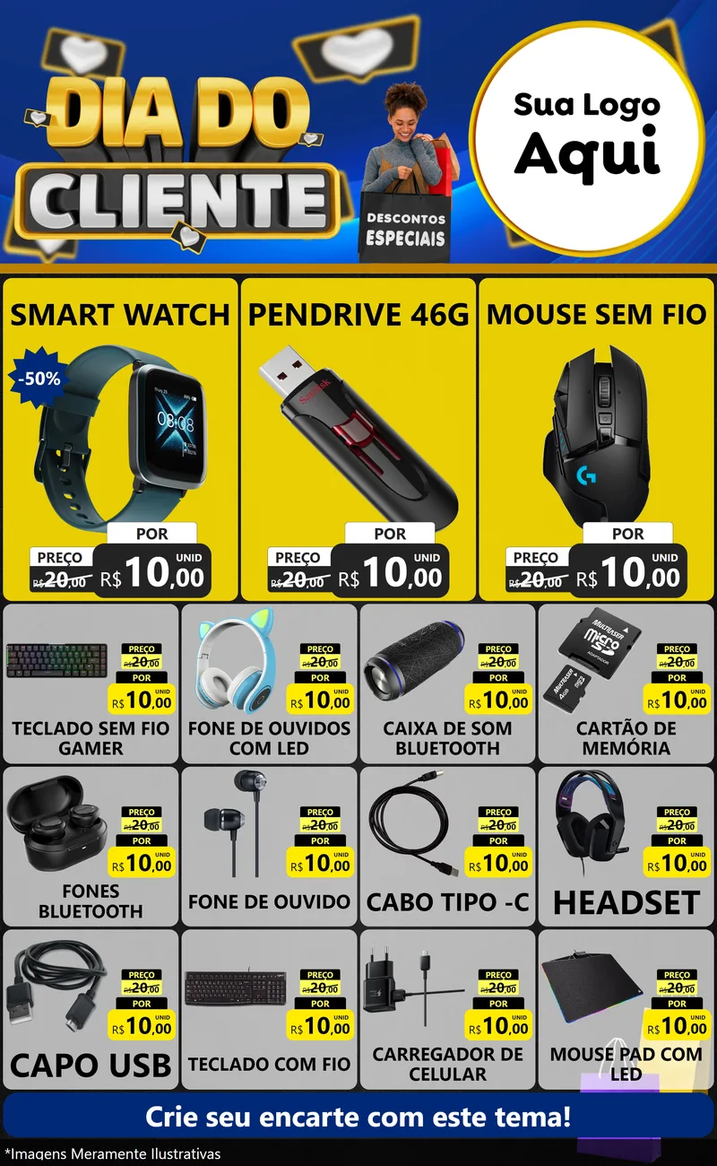 Modelo de Encarte para Encarte Grande com o tema Dia Do Cliente para Informática