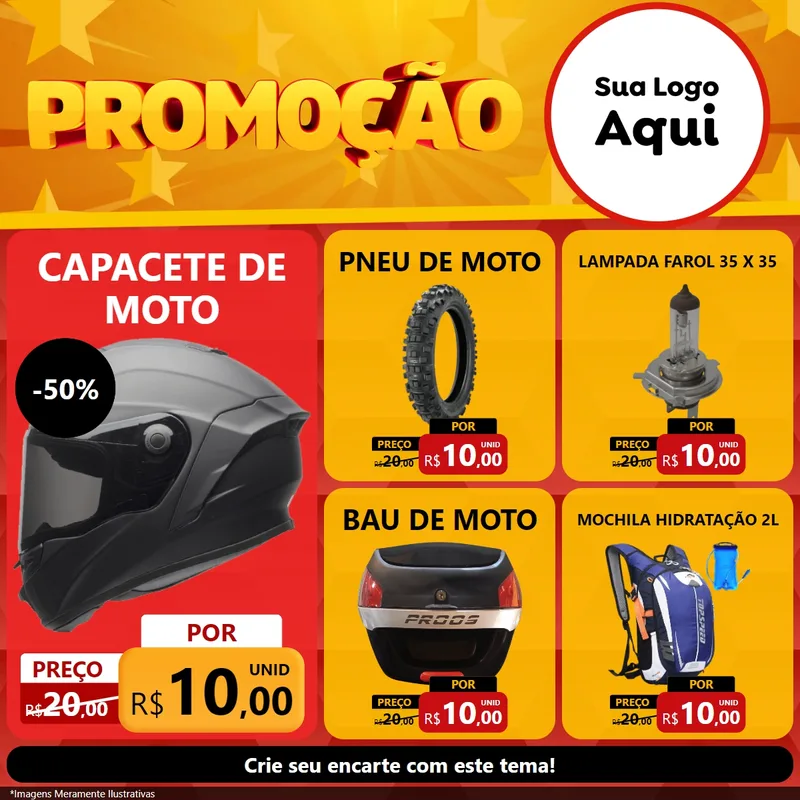 Modelo de Rede Social para Feed Facebook com o tema Promoção para Moto peças