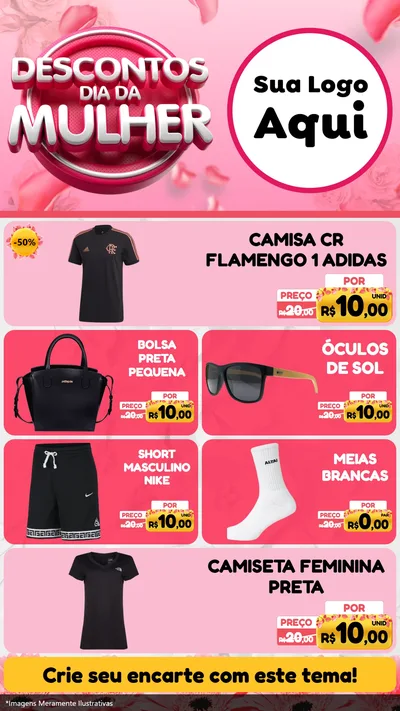 Modelo de TV para TV Vertical com o tema Descontos Dia da Mulher para Roupas e acessórios
