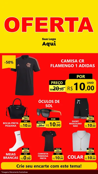 Modelo de Rede Social para Stories com o tema OFERTA - Vermelho Cartaz para Roupas e acessórios