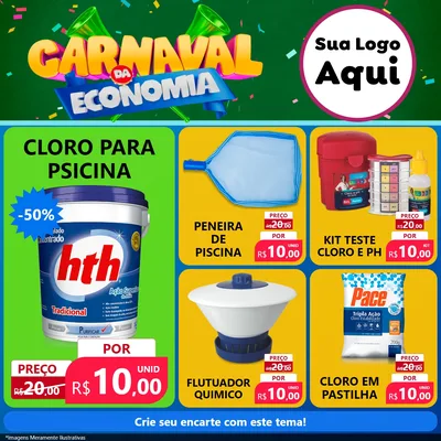 Modelo de Rede Social para Feed Facebook com o tema Carnaval da Economia para Produtos para Piscina