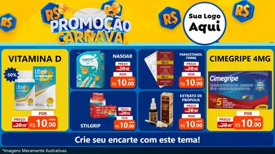 Modelo de TV para TV Horizontal com o tema Promoção de Carnaval para Farmácia