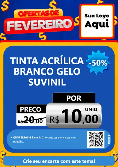 Modelo de Cartaz para Cartaz A4 Vertical com o tema Ofertas de Fevereiro para Tintas e Ferramentas