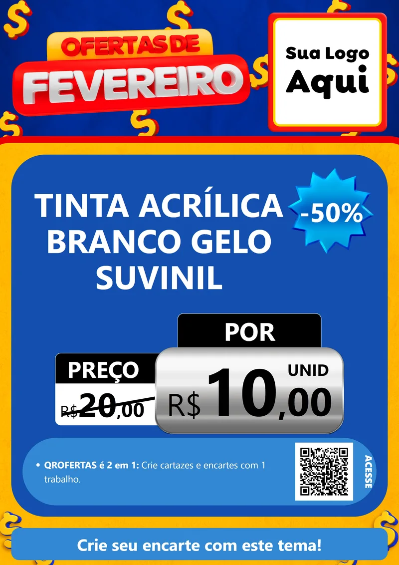 Modelo de Cartaz para Cartaz A4 Vertical com o tema Ofertas de Fevereiro para Tintas e Ferramentas