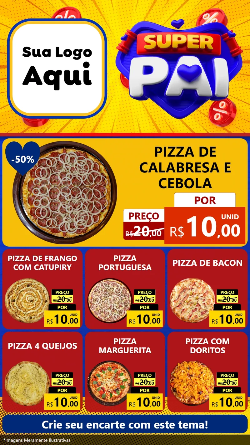 Modelo de Rede Social para Stories com o tema Super Pai para Pizzaria