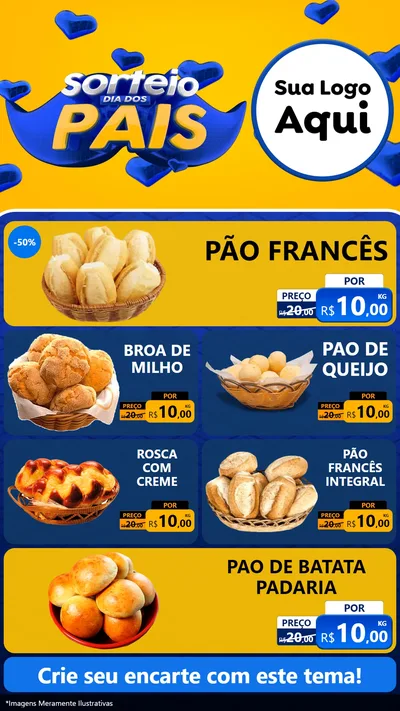 Modelo de TV para TV Vertical com o tema Sorteio Dia dos Pais para Padaria