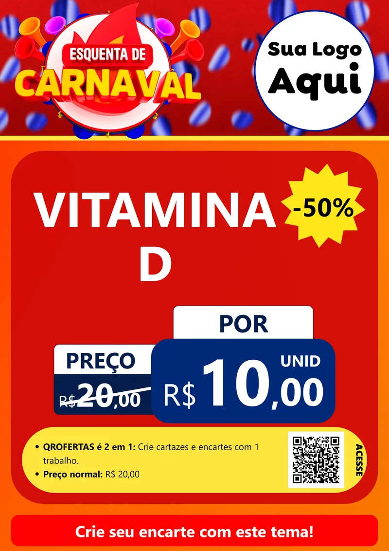 Modelo de Cartaz para Cartaz A4 Vertical com o tema Esquenta de Carnaval para Farmácia