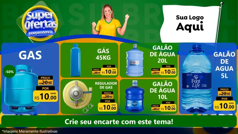 Modelo de TV para TV Horizontal com o tema Super Ofertas de Independência para Água e gás