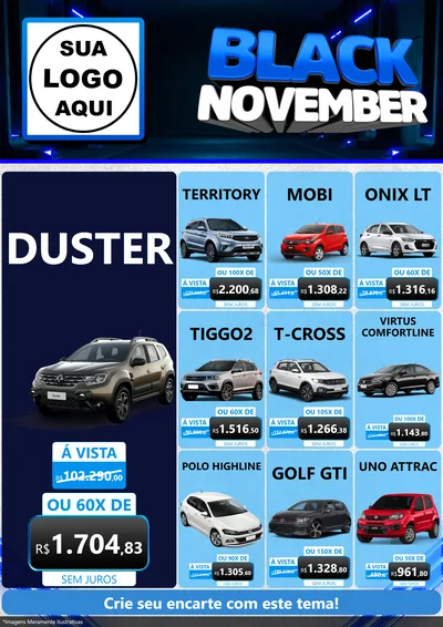 Modelo de Encarte para Encarte A4 Vertical com o tema Black November para Concessionaria de Carros