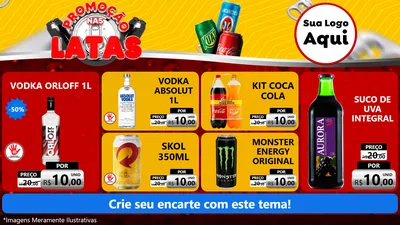 Modelo de TV para TV Horizontal com o tema Promoção nas Latas para Distribuidora de bebidas