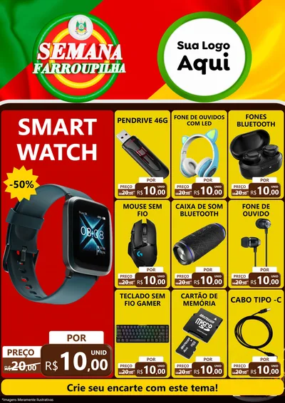 Modelo de Encarte para Encarte A4 Vertical com o tema Semana Farroupilha para Informática