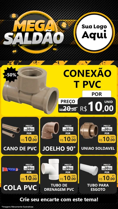 Modelo de Rede Social para Stories com o tema Mega Saldão para Tubos e conexões