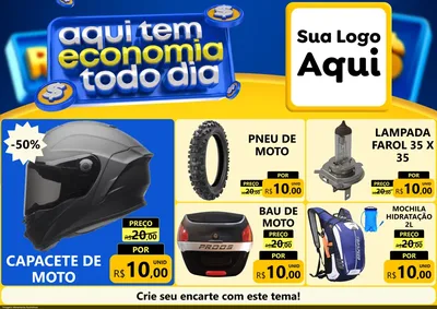 Modelo de Encarte para Encarte A4 Horizontal com o tema Aqui Tem Economia Todo Dia para Moto peças