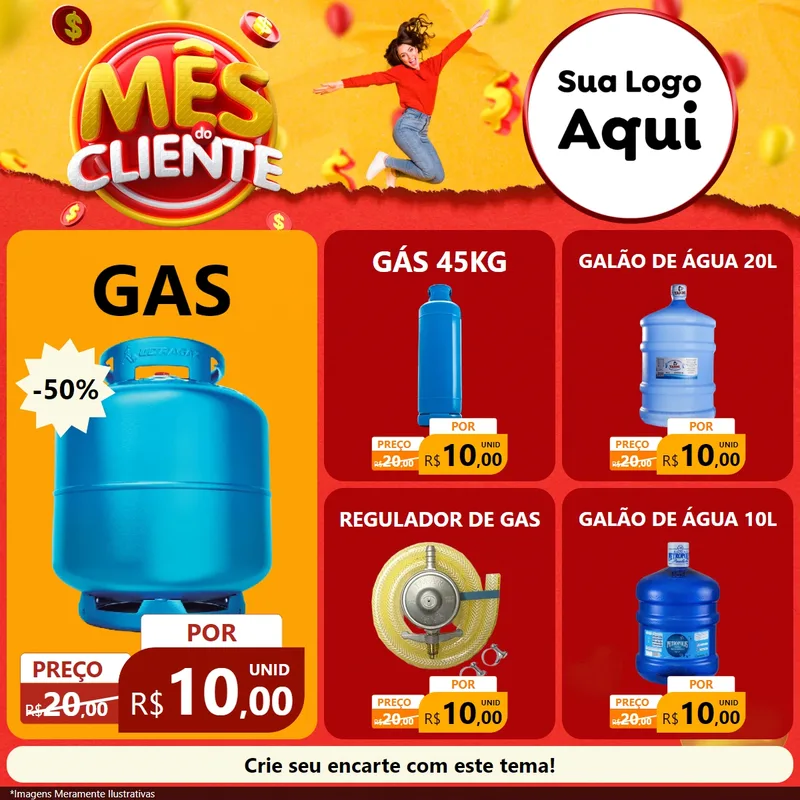 Modelo de Rede Social para Feed Facebook com o tema Mês do Cliente para Água e gás
