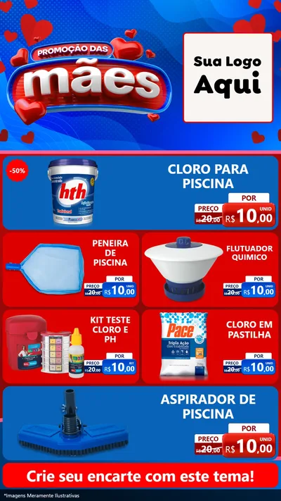Modelo de TV para TV Vertical com o tema Promoção das Mães para Produtos para Piscina