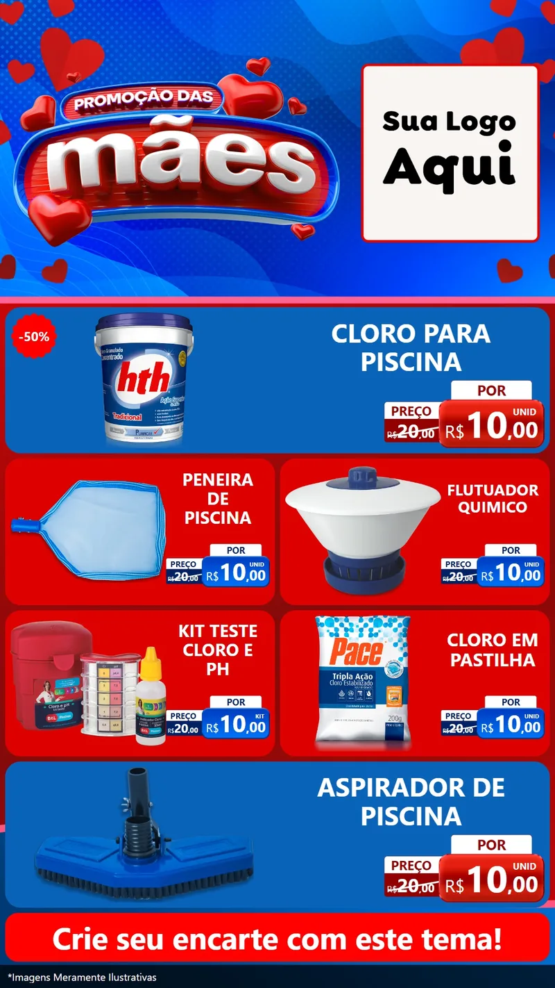 Modelo de TV para TV Vertical com o tema Promoção das Mães para Produtos para Piscina