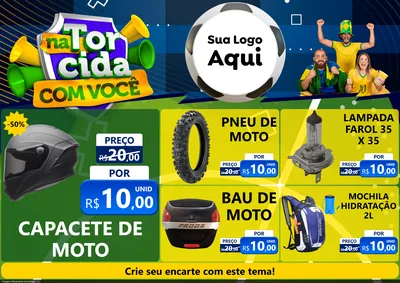 Modelo de Encarte para Encarte A4 Horizontal com o tema Na Torcida Com Você - Copa para Moto peças