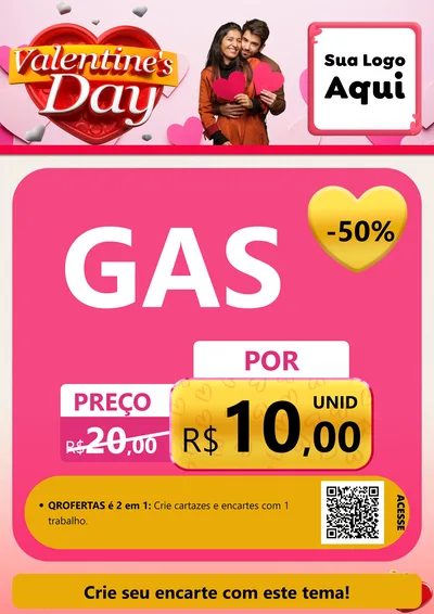 Modelo de Cartaz para Cartaz A4 Vertical com o tema Valentine's Day para Água e gás