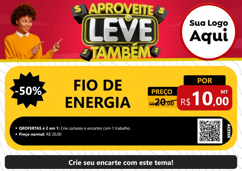 Modelo de Cartaz para Cartaz A4 Horizontal com o tema Aproveite e Leve Também para Materiais Elétricos