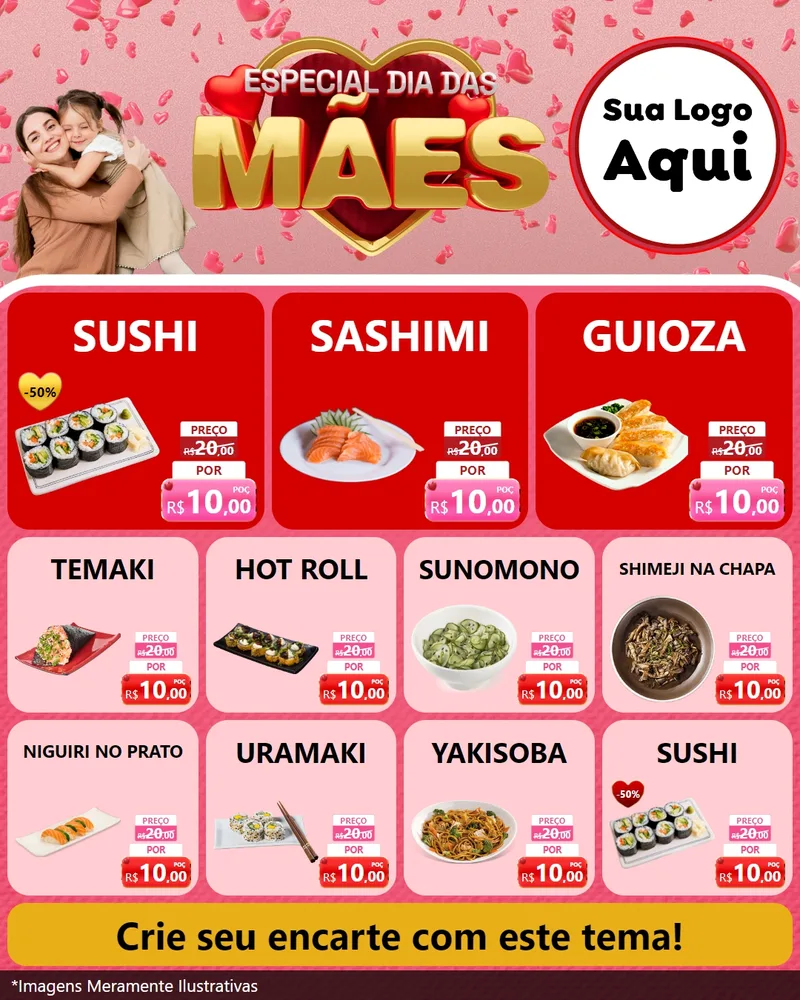 Modelo de Rede Social para Feed Instagram com o tema Especial Dia Das Mães para Comida japonesa
