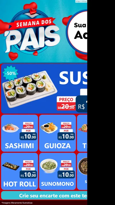 Modelo de Rede Social para Stories com o tema Semana Dos Pais para Comida japonesa